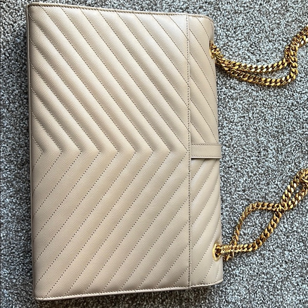YSL Monogram Envelope Satchel Matelasse Chevron - Picture 5 of 7